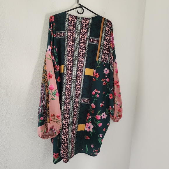 Umgee Plus Floral Scarf Print Puff Sleeve Kimono XL - Picture 12 of 13